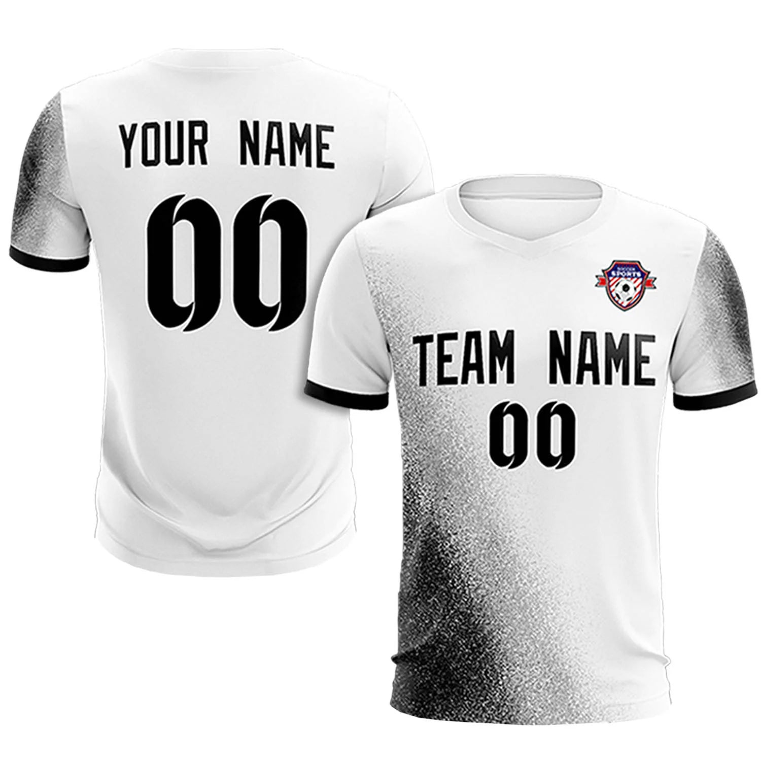 Custom White Black Outdoor Sport Soccer Sets Jersey