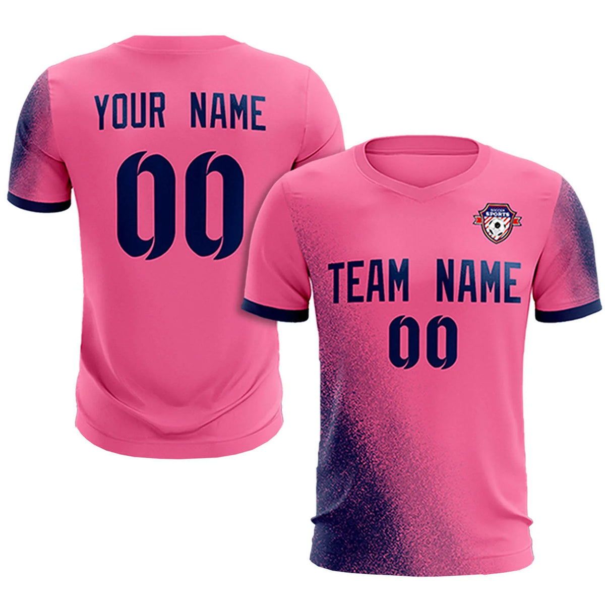 Custom Pink Navy Outdoor Sport Soccer Sets Jersey