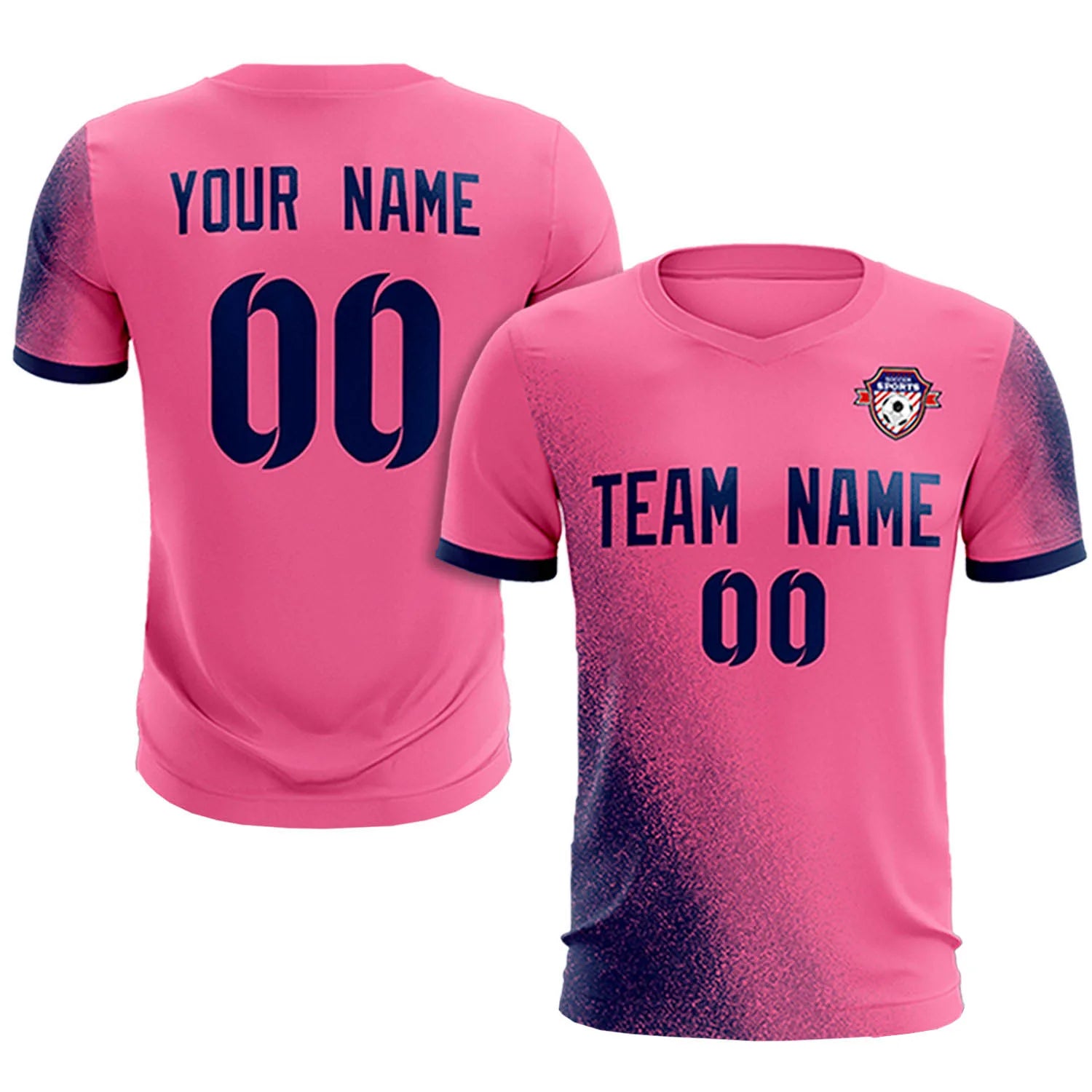 Custom Pink Navy Outdoor Sport Soccer Sets Jersey