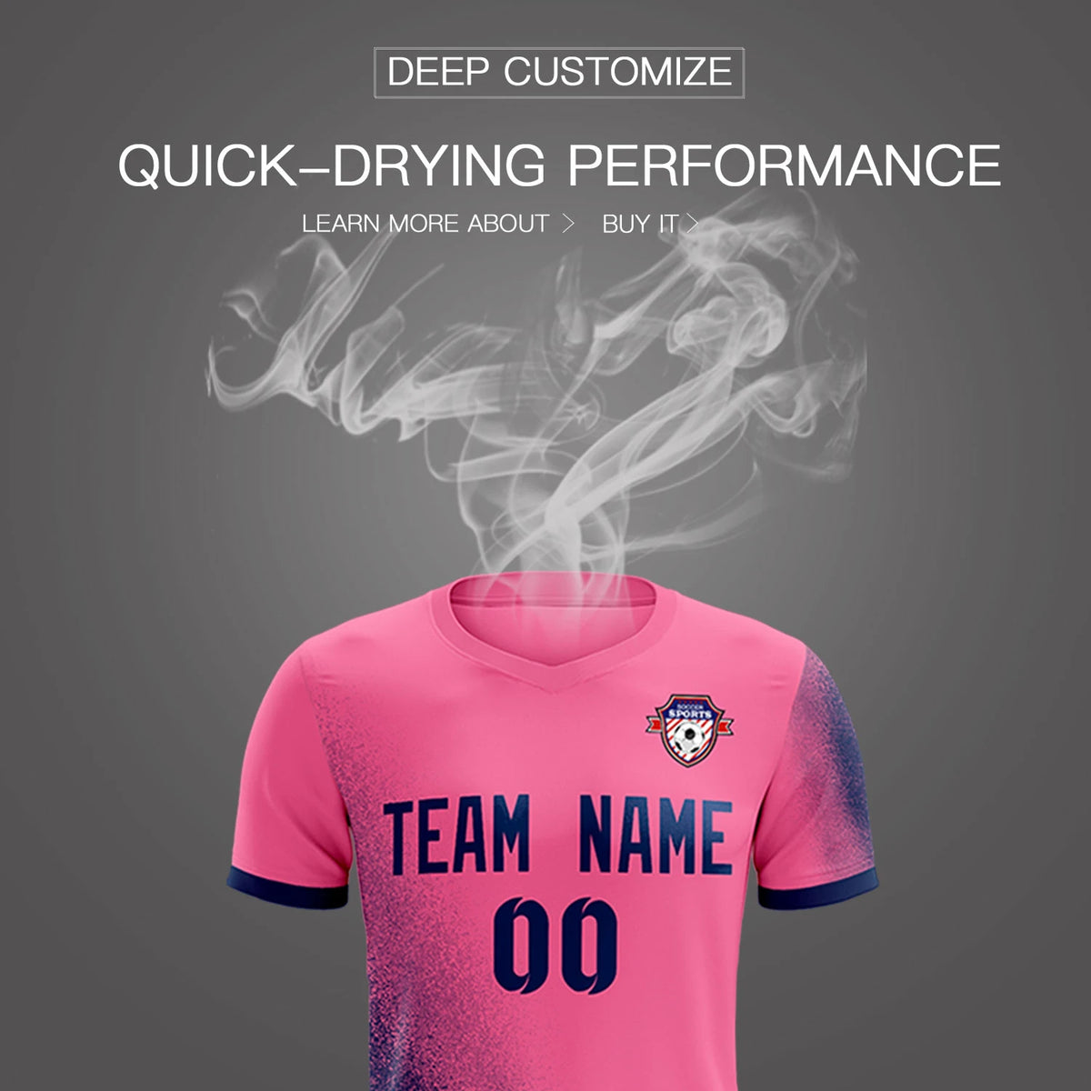 Custom Pink Navy Outdoor Sport Soccer Sets Jersey