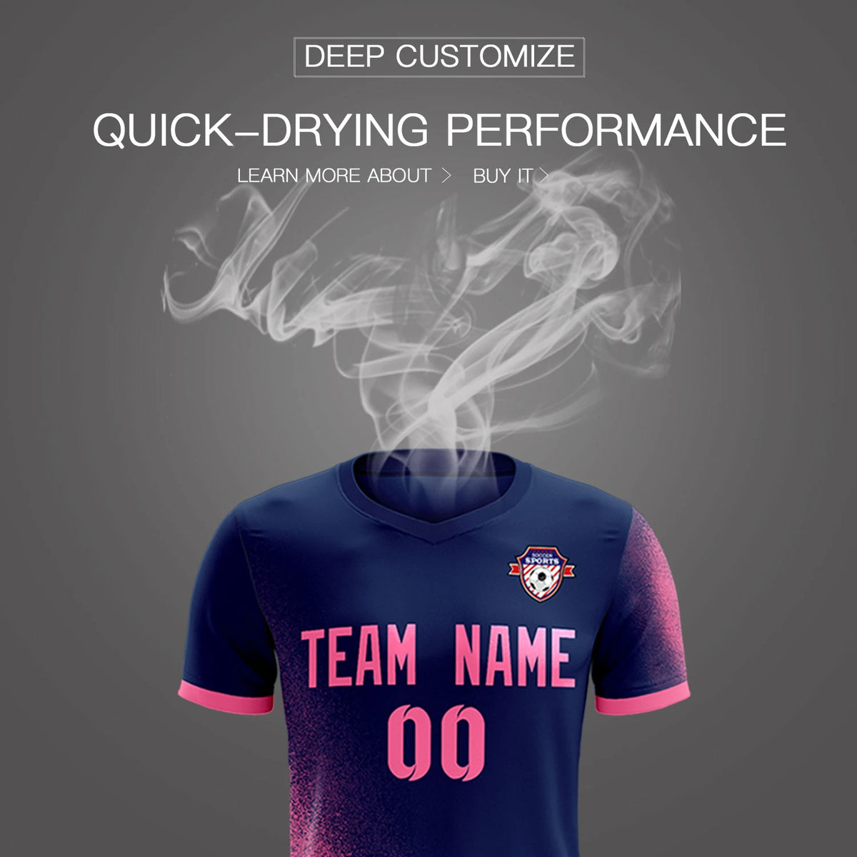 Custom Navy Pink Outdoor Sport Soccer Sets Jersey