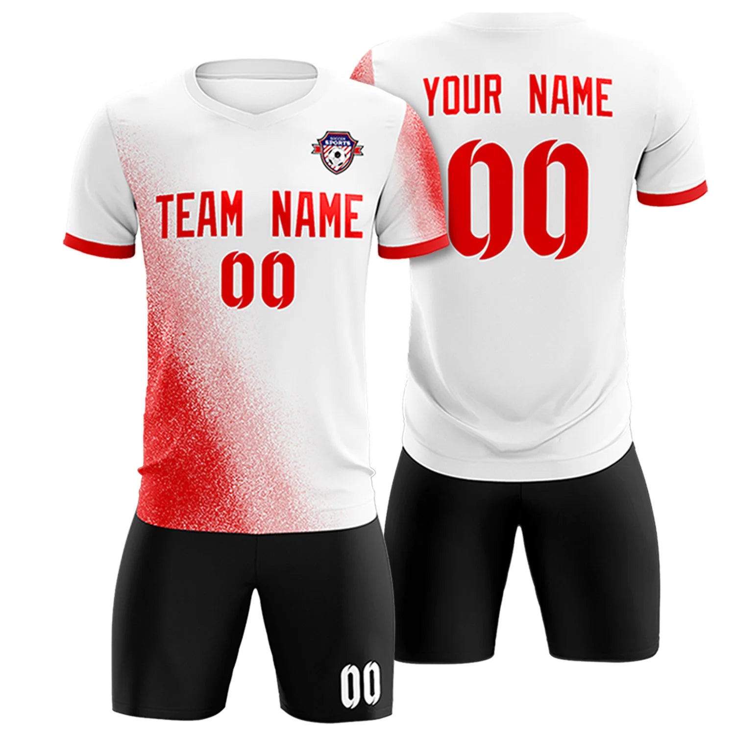 Custom White Red Outdoor Sport Soccer Sets Jersey