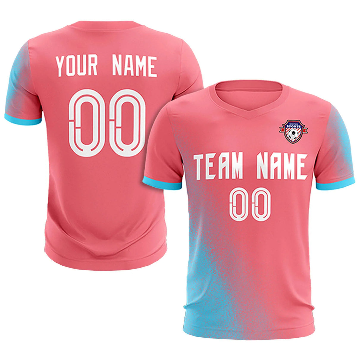 Custom Light Red Sky Blue Outdoor Sport Soccer Sets Jersey