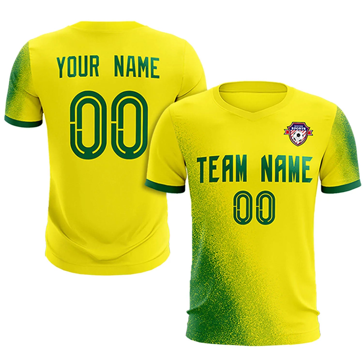 Custom Yellow Green Outdoor Sport Soccer Sets Jersey