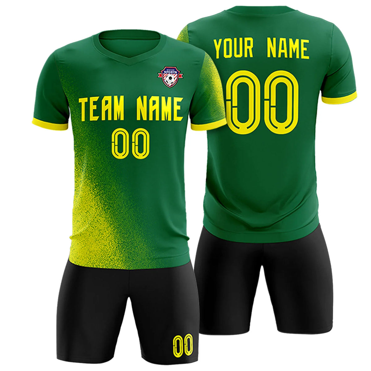 Custom Green Green Outdoor Sport Soccer Sets Jersey