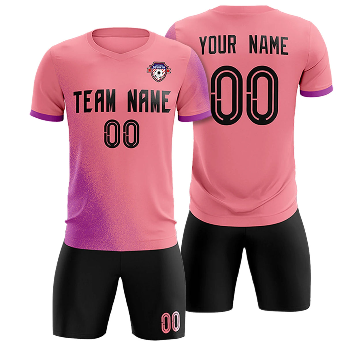 Custom Light Red Light Purple Outdoor Sport Soccer Sets Jersey
