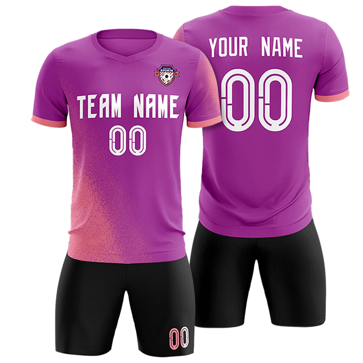 Custom Light Purple Light Red Outdoor Sport Soccer Sets Jersey