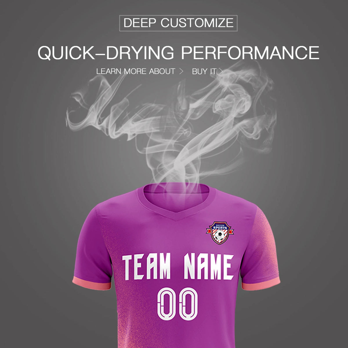 Custom Light Purple Light Red Outdoor Sport Soccer Sets Jersey