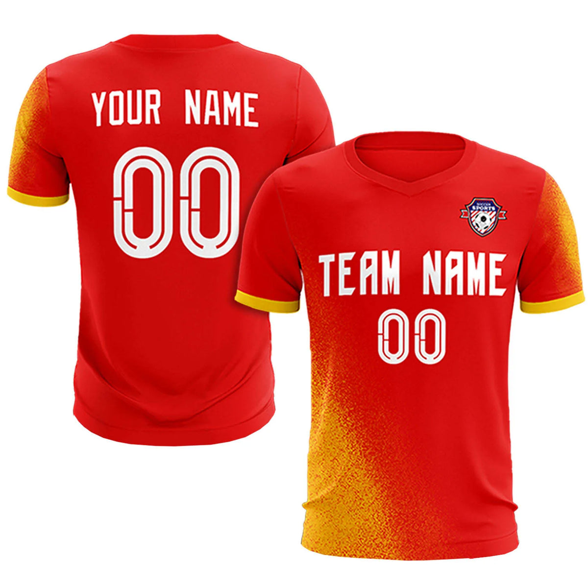 Custom Red Gold01 Outdoor Sport Soccer Sets Jersey