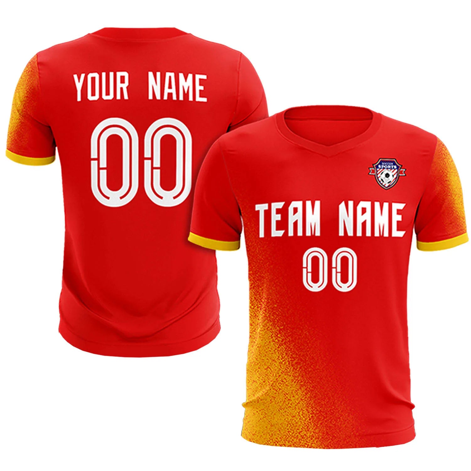 Custom Red Gold01 Outdoor Sport Soccer Sets Jersey
