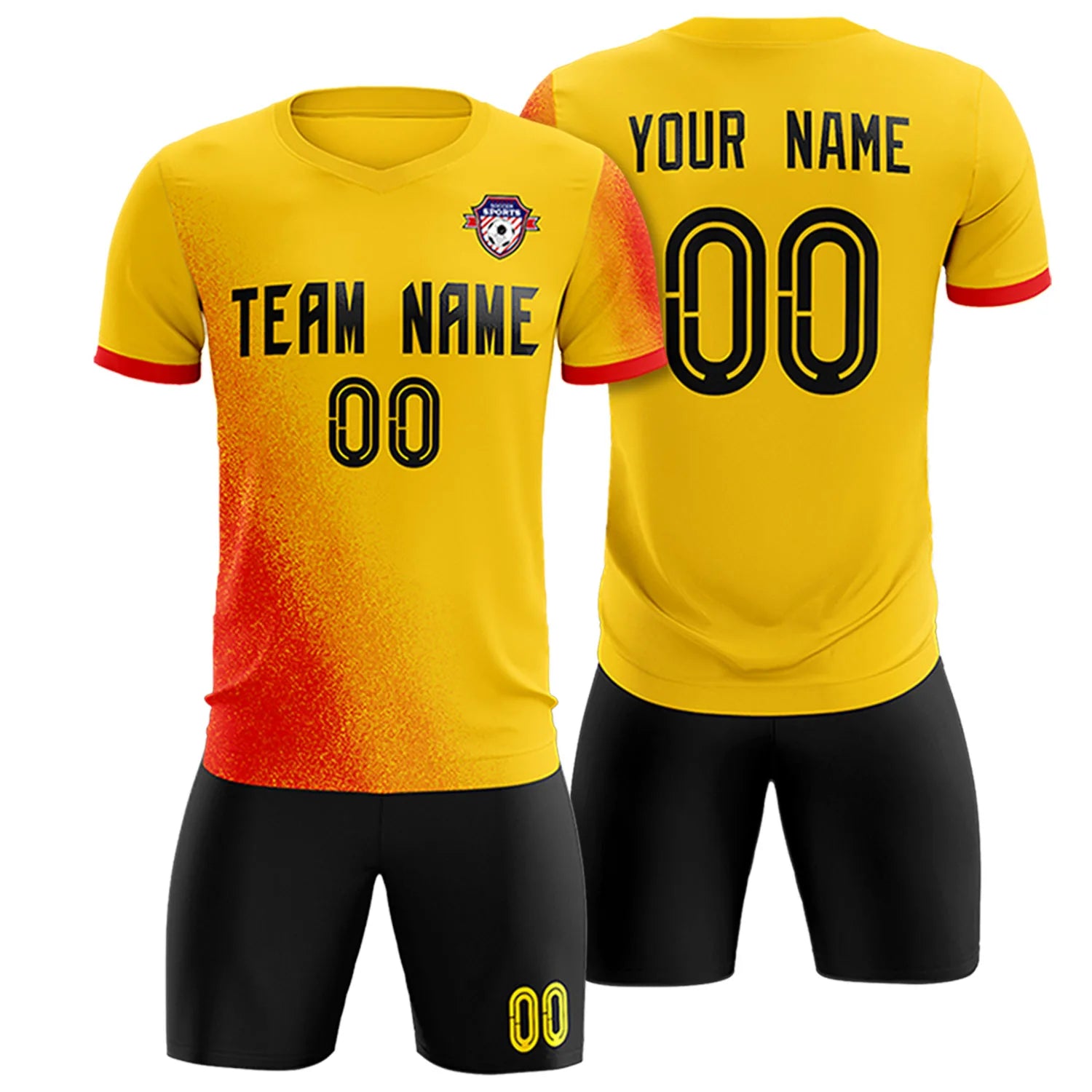 Custom Gold01 Red Outdoor Sport Soccer Sets Jersey