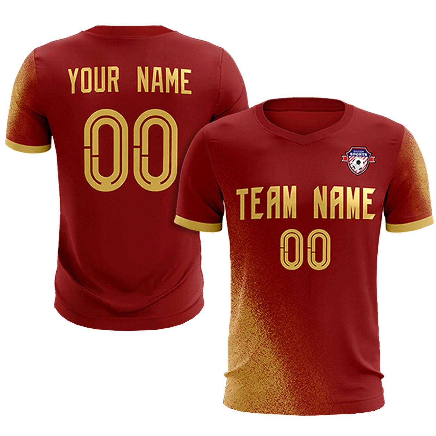 Custom Crimson Old Gold Outdoor Sport Soccer Sets Jersey