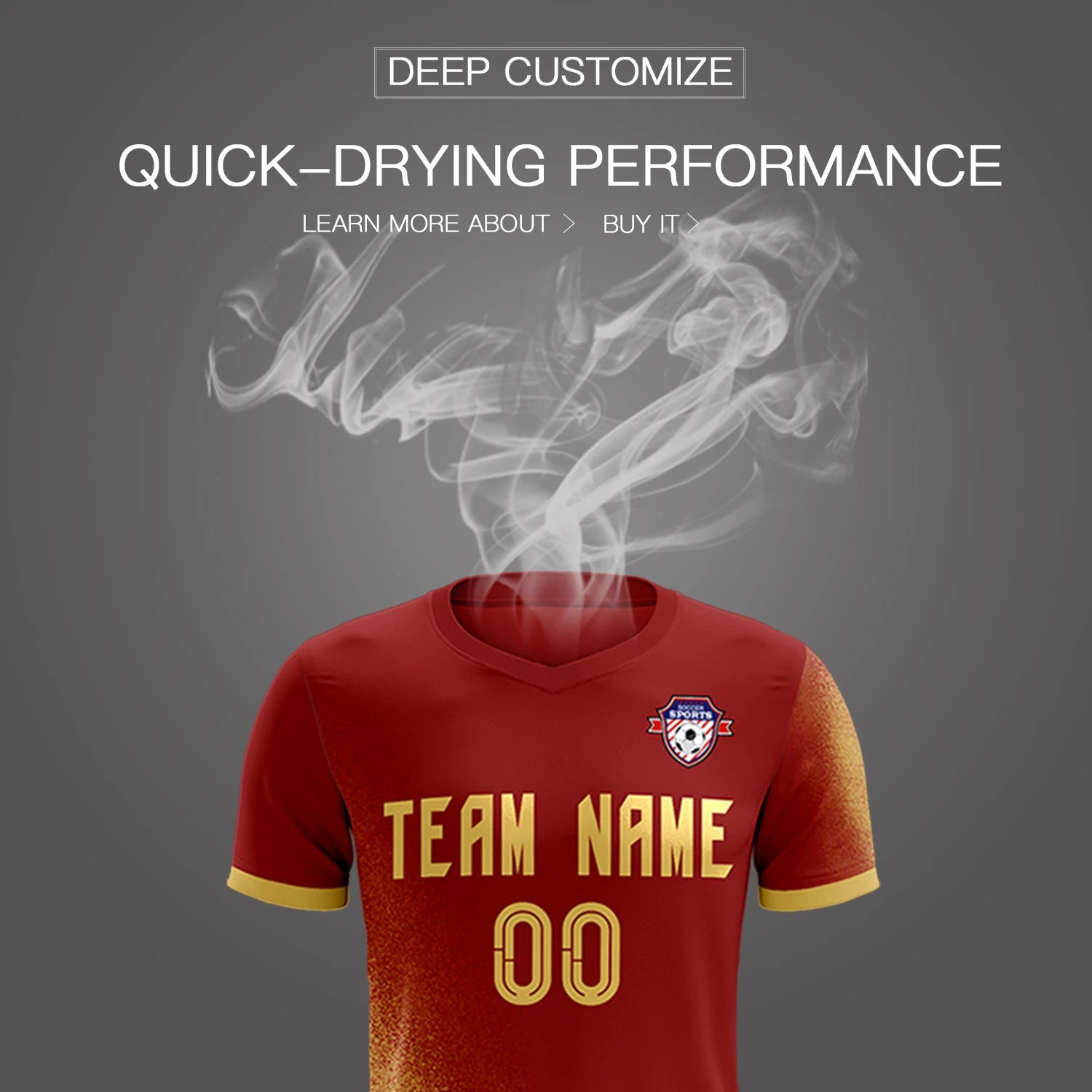 Custom Crimson Old Gold Outdoor Sport Soccer Sets Jersey