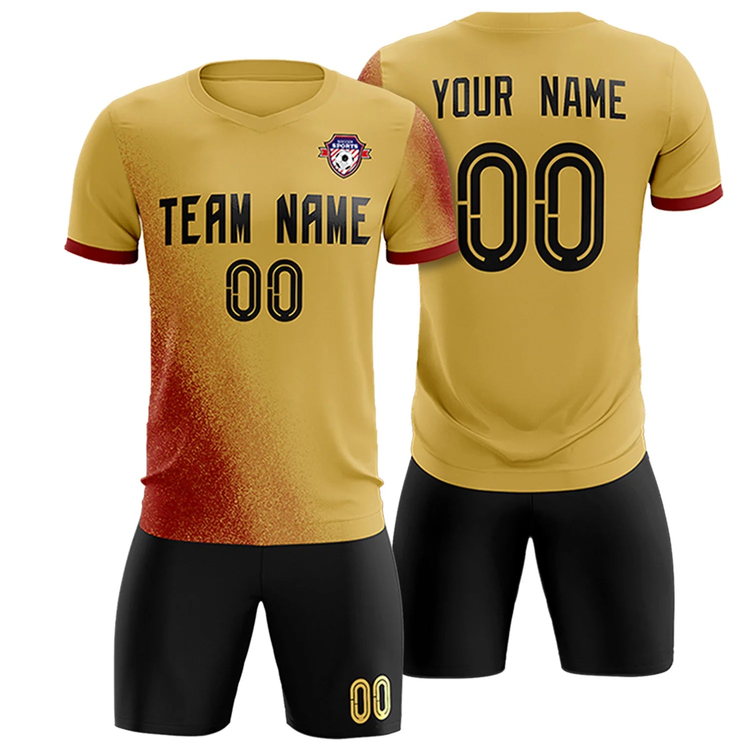 Custom Old Gold Crimson Outdoor Sport Soccer Sets Jersey