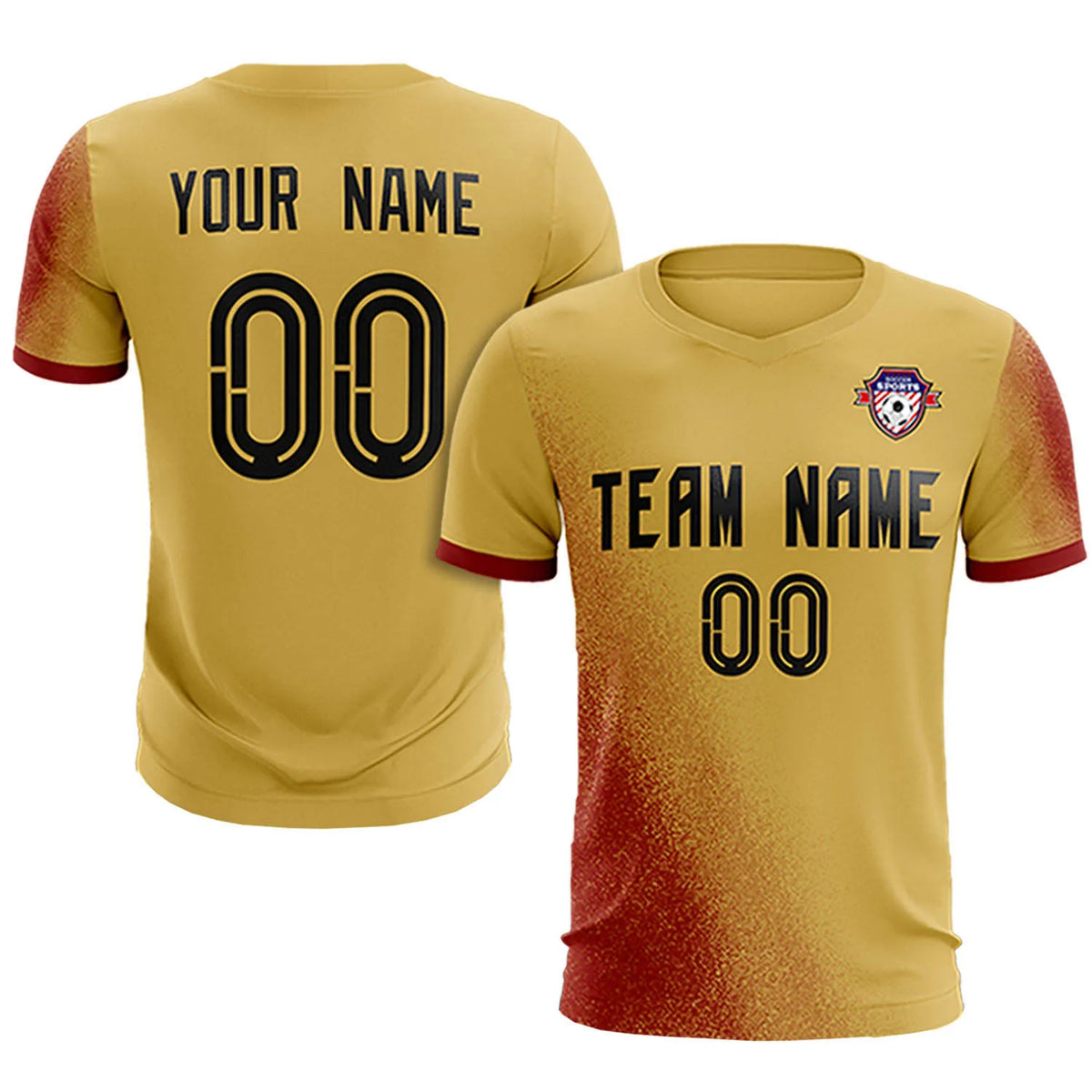 Custom Old Gold Crimson Outdoor Sport Soccer Sets Jersey