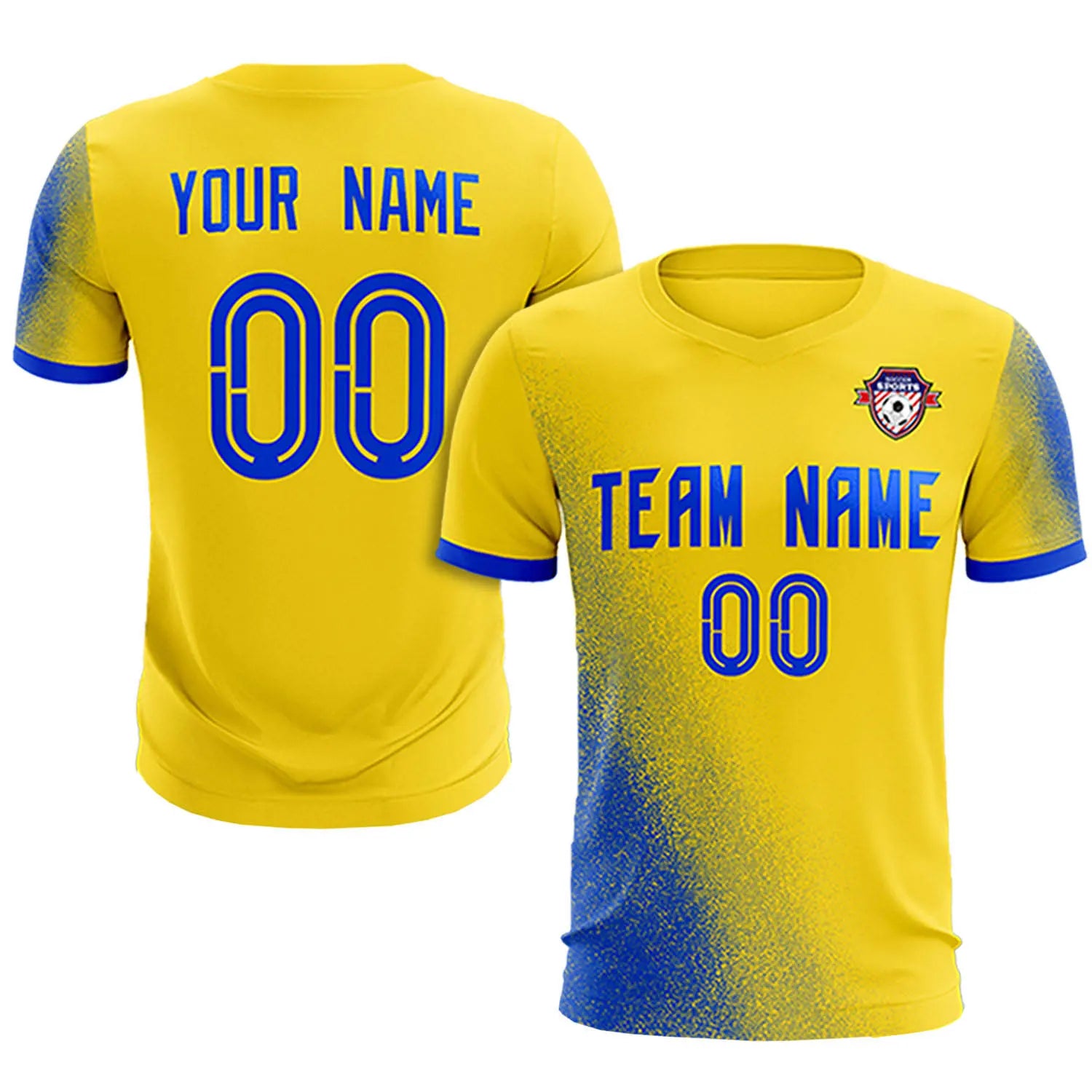 Custom Gold01 Royal Blue Outdoor Sport Soccer Sets Jersey