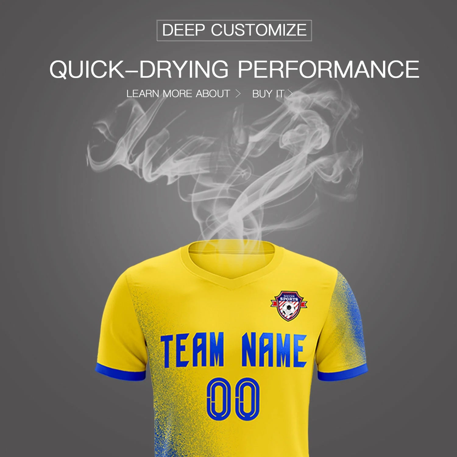 Custom Gold01 Royal Blue Outdoor Sport Soccer Sets Jersey