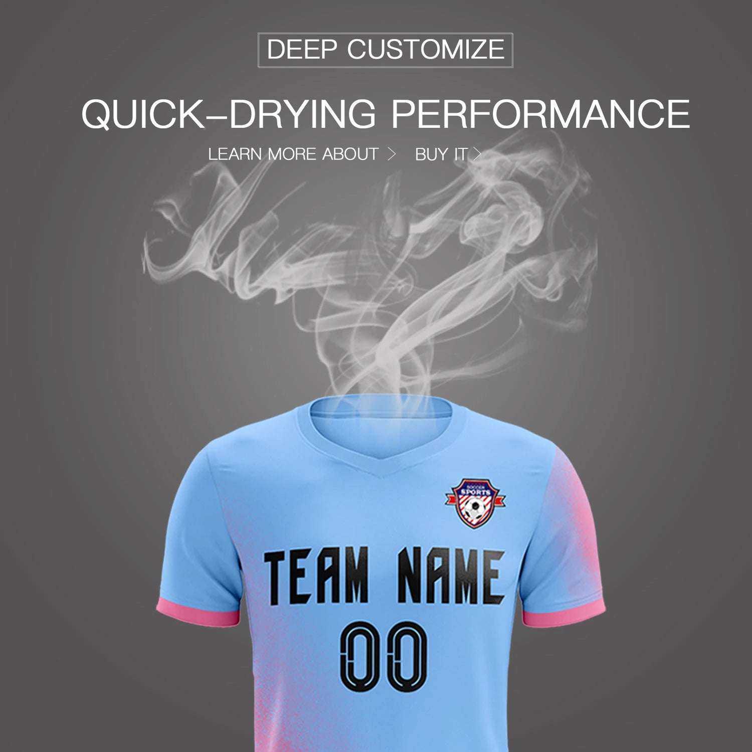 Custom Light Blue Pink Outdoor Sport Soccer Sets Jersey