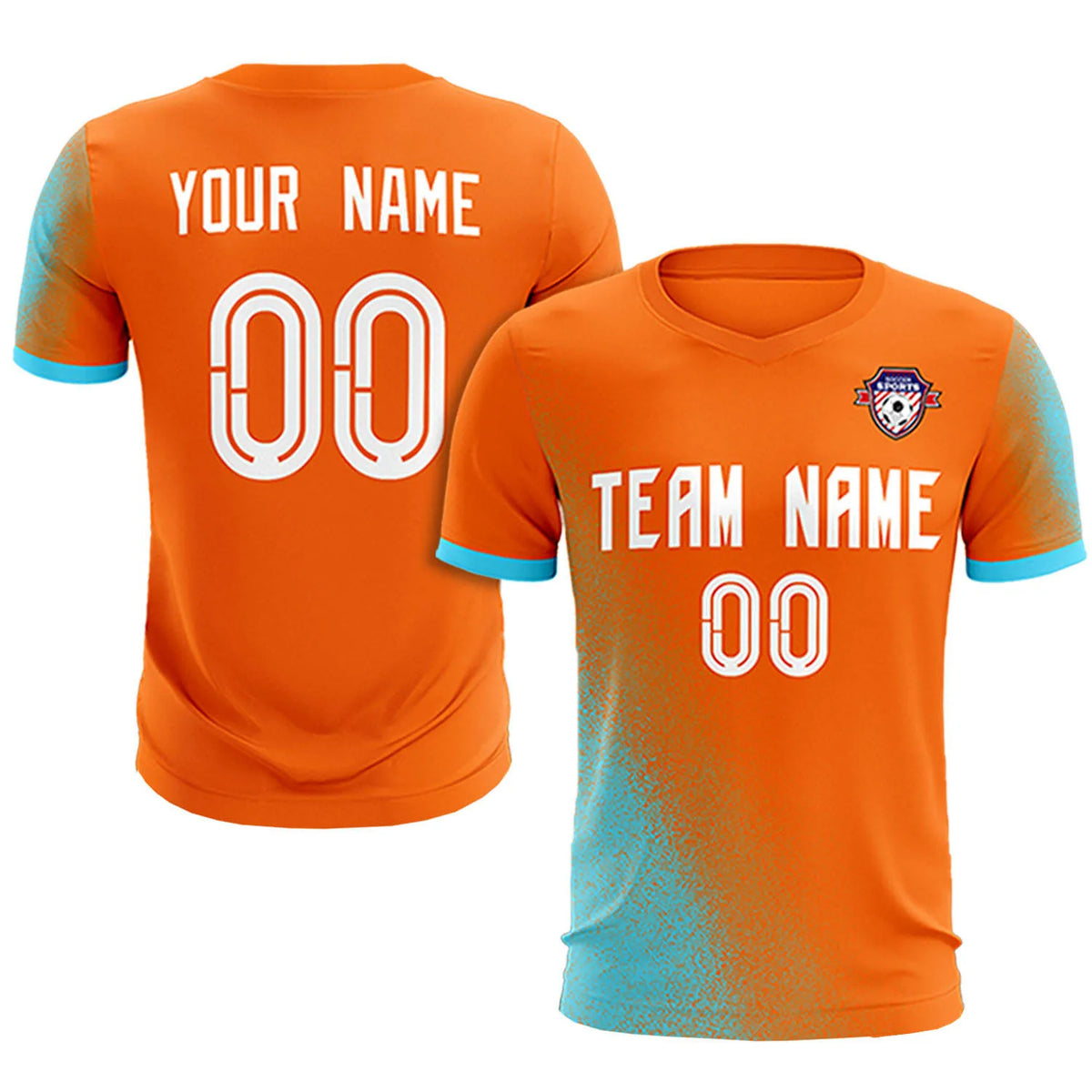 Custom Orange Sky Blue Outdoor Sport Soccer Sets Jersey