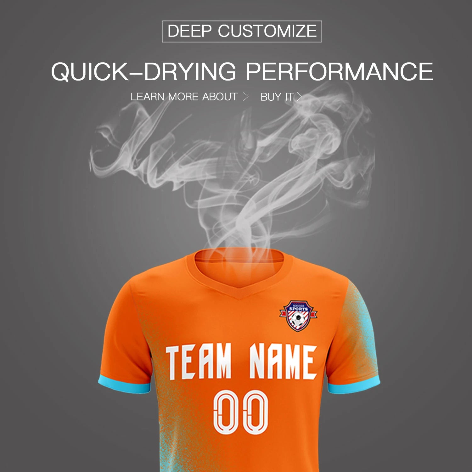 Custom Orange Sky Blue Outdoor Sport Soccer Sets Jersey