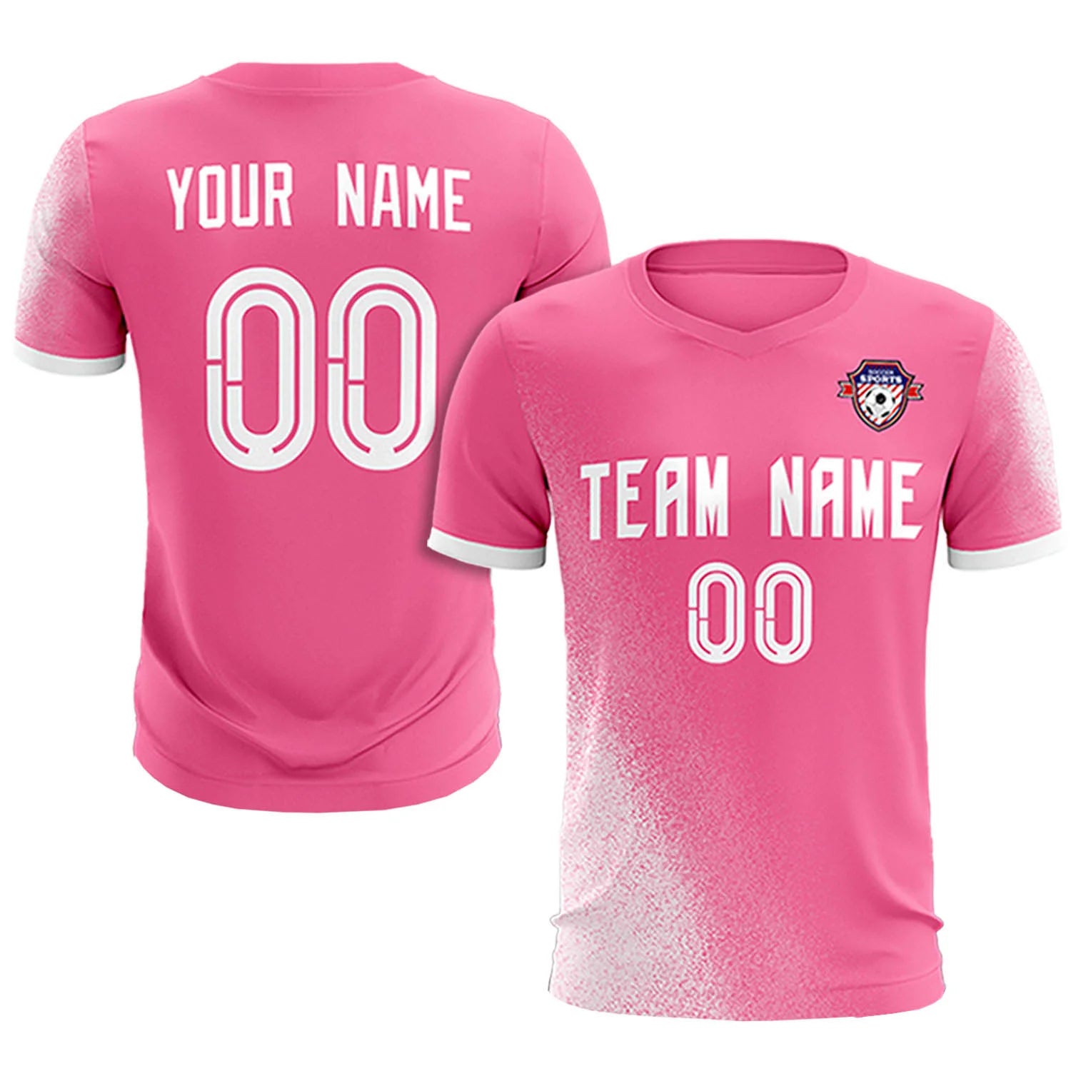 Custom Pink White Outdoor Sport Soccer Sets Jersey