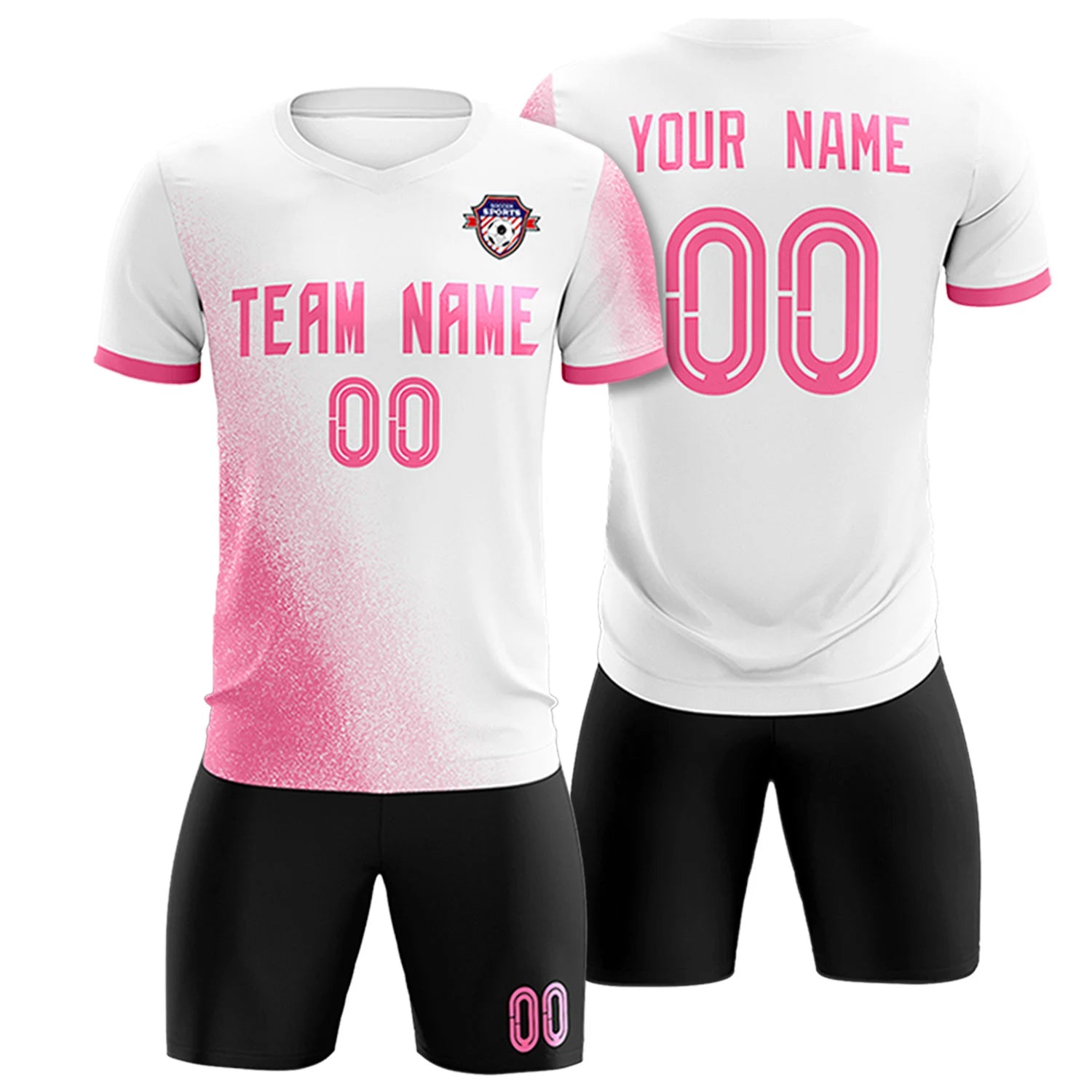 Custom White Pink Outdoor Sport Soccer Sets Jersey