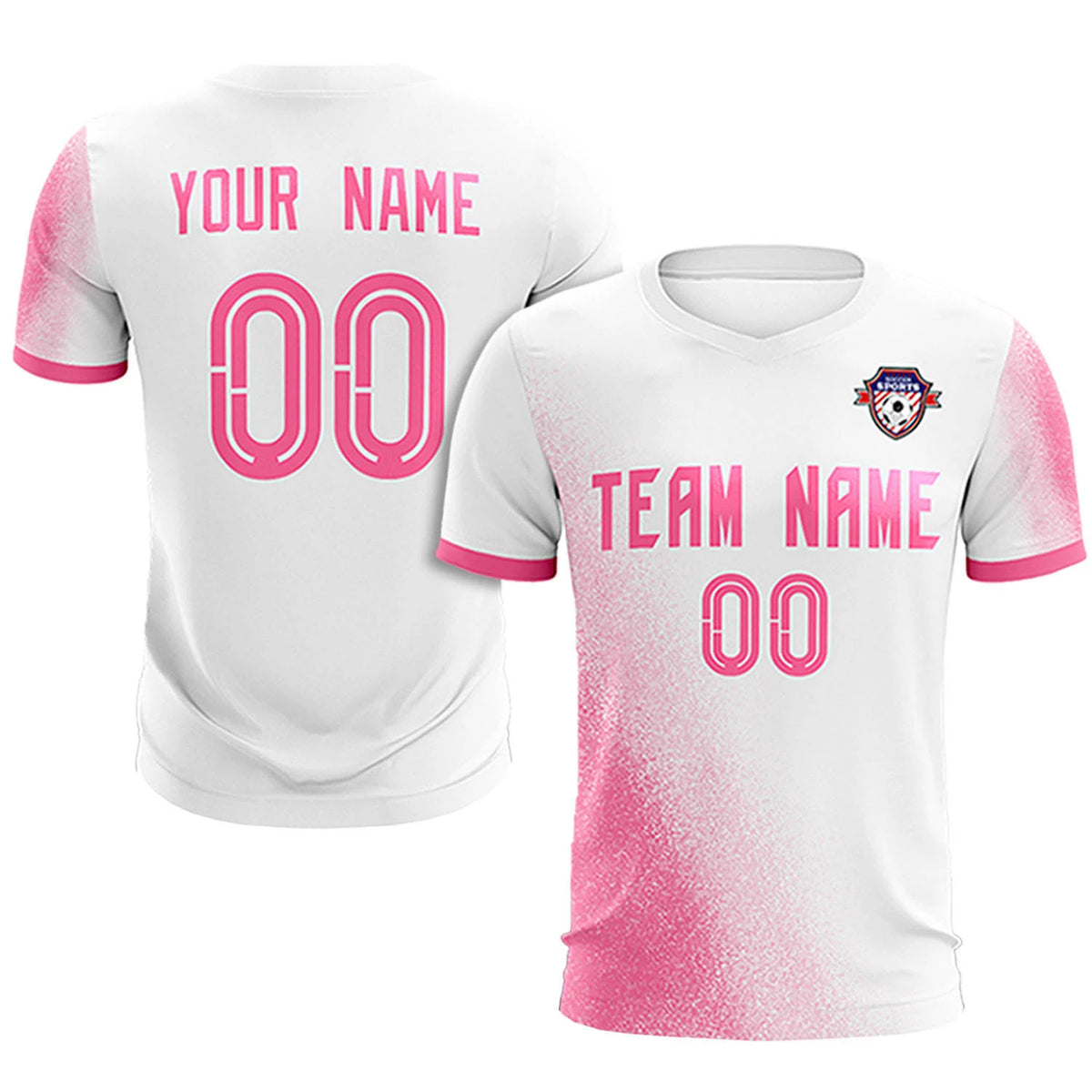 Custom White Pink Outdoor Sport Soccer Sets Jersey