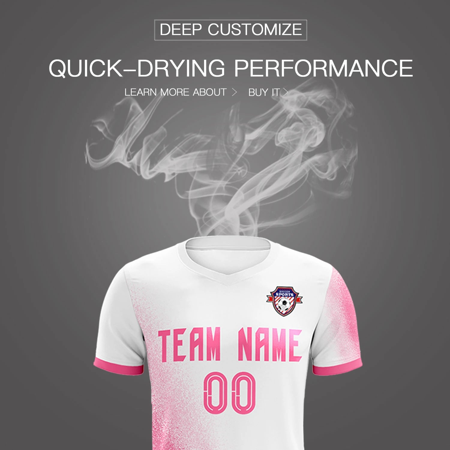 Custom White Pink Outdoor Sport Soccer Sets Jersey