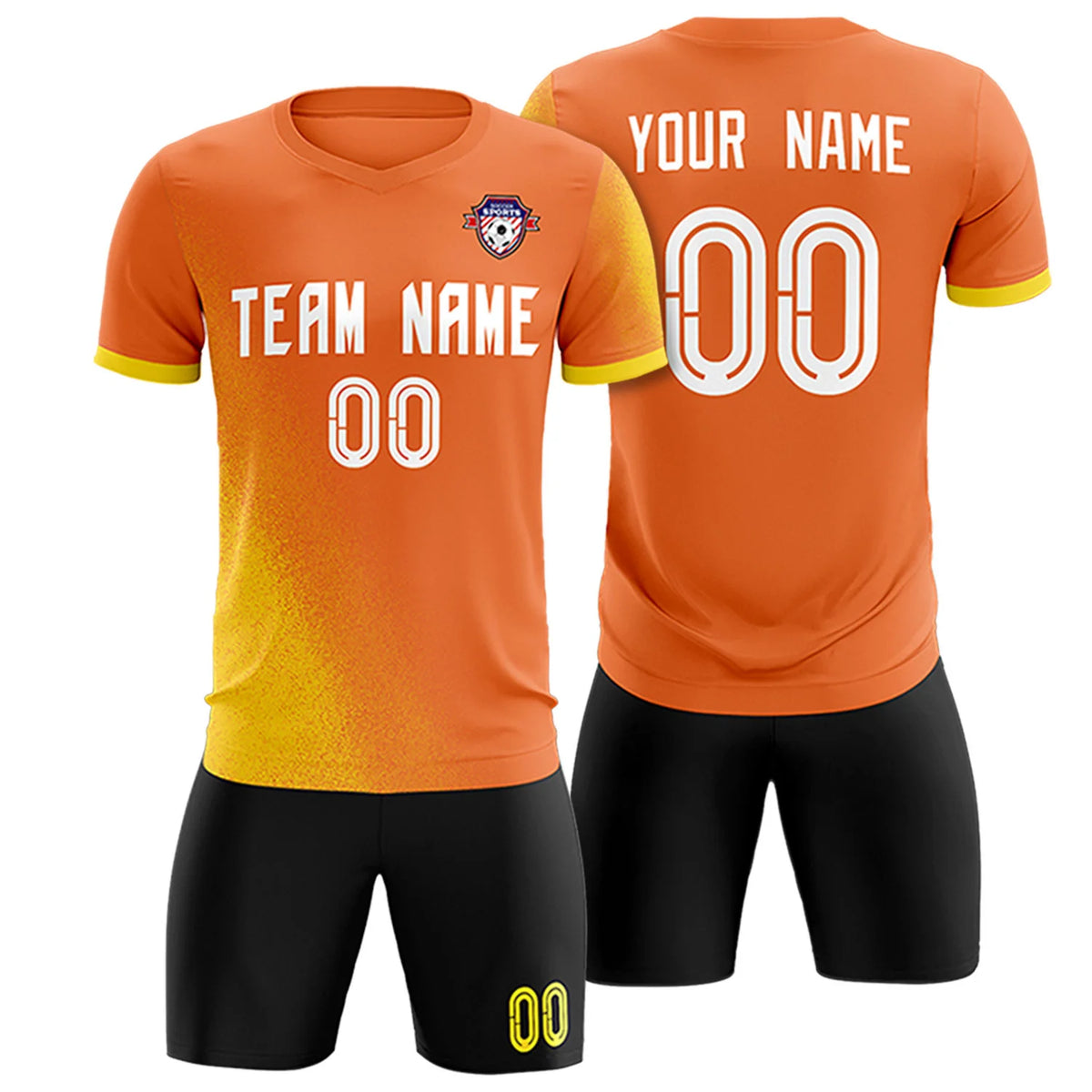 Custom Orange Gold01 Outdoor Sport Soccer Sets Jersey