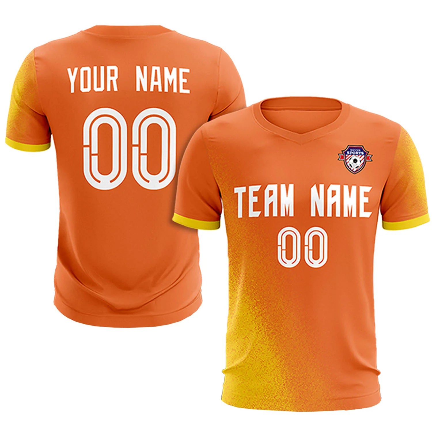 Custom Orange Gold01 Outdoor Sport Soccer Sets Jersey