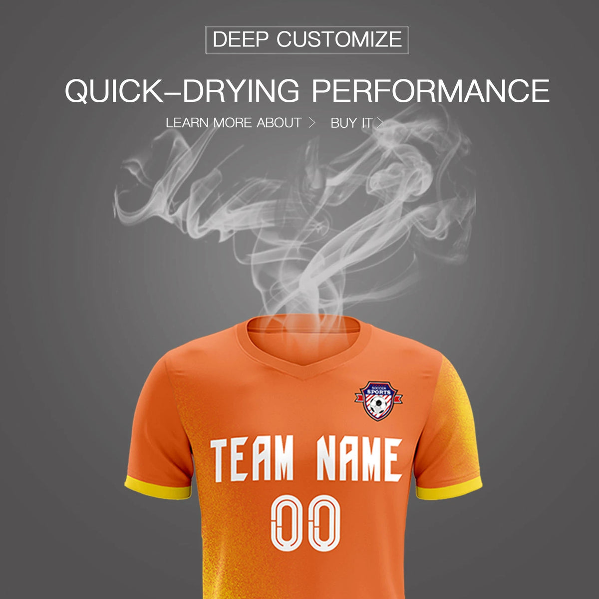 Custom Orange Gold01 Outdoor Sport Soccer Sets Jersey