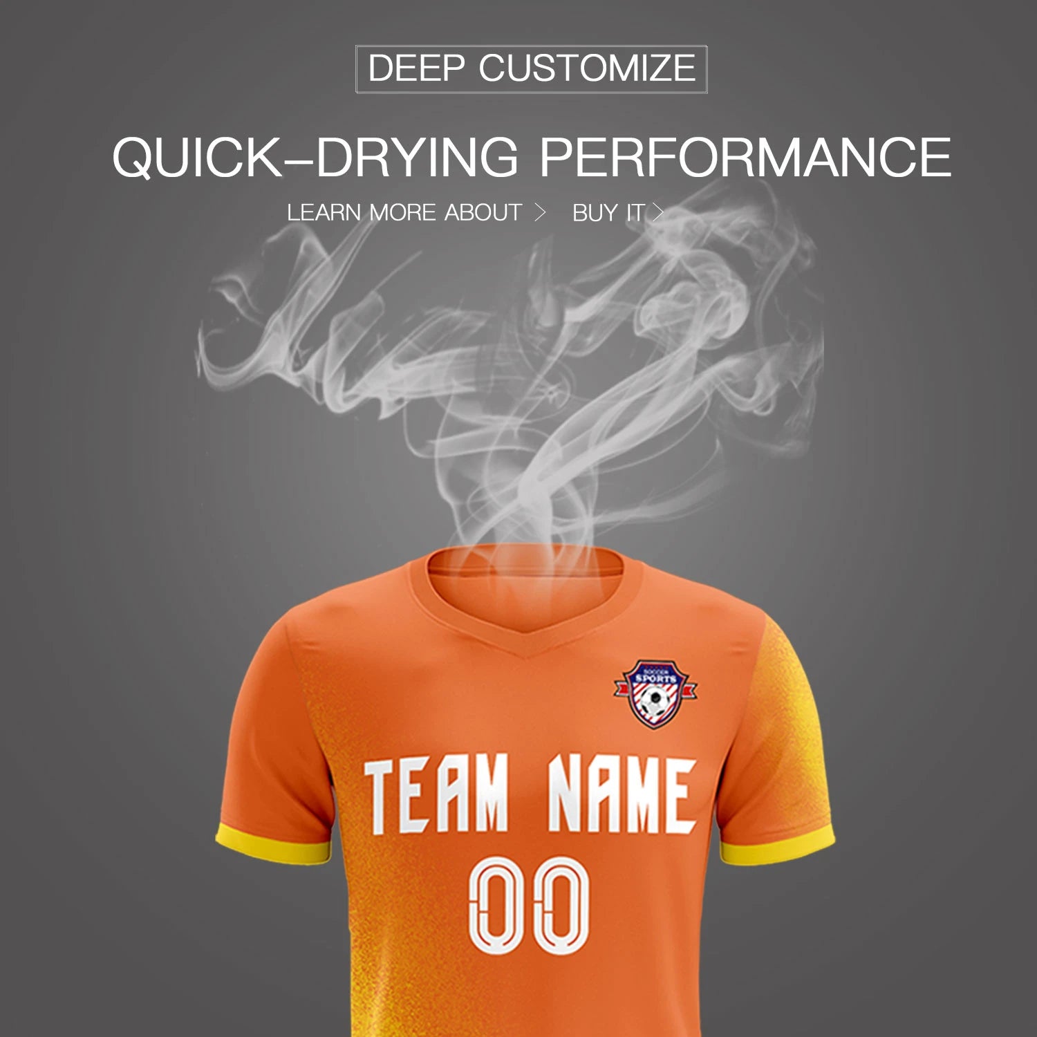 Custom Orange Gold01 Outdoor Sport Soccer Sets Jersey