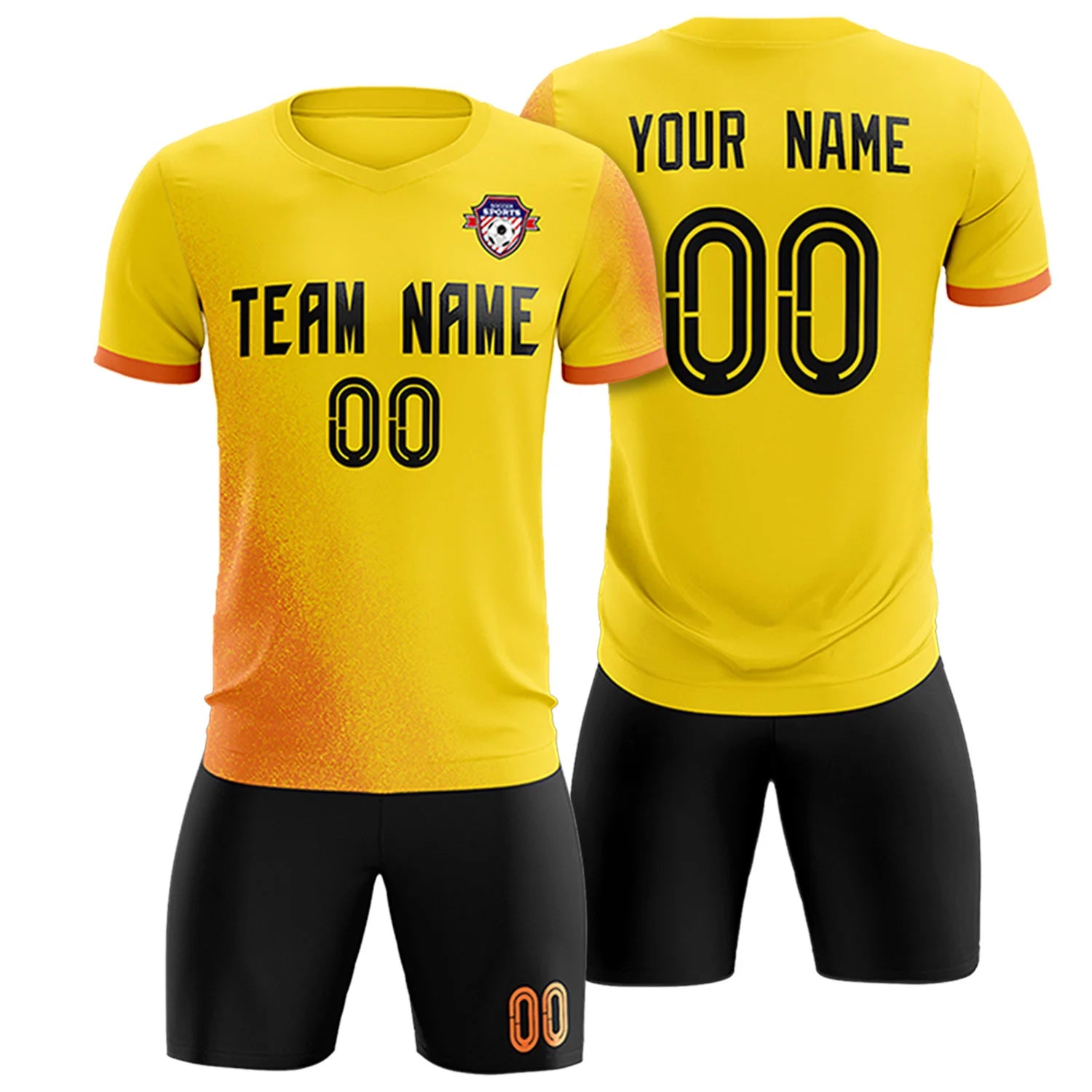 Custom Gold01 Orange Outdoor Sport Soccer Sets Jersey