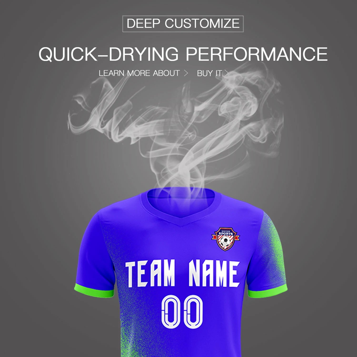 Custom Royal Blue Neon Green Outdoor Sport Soccer Sets Jersey