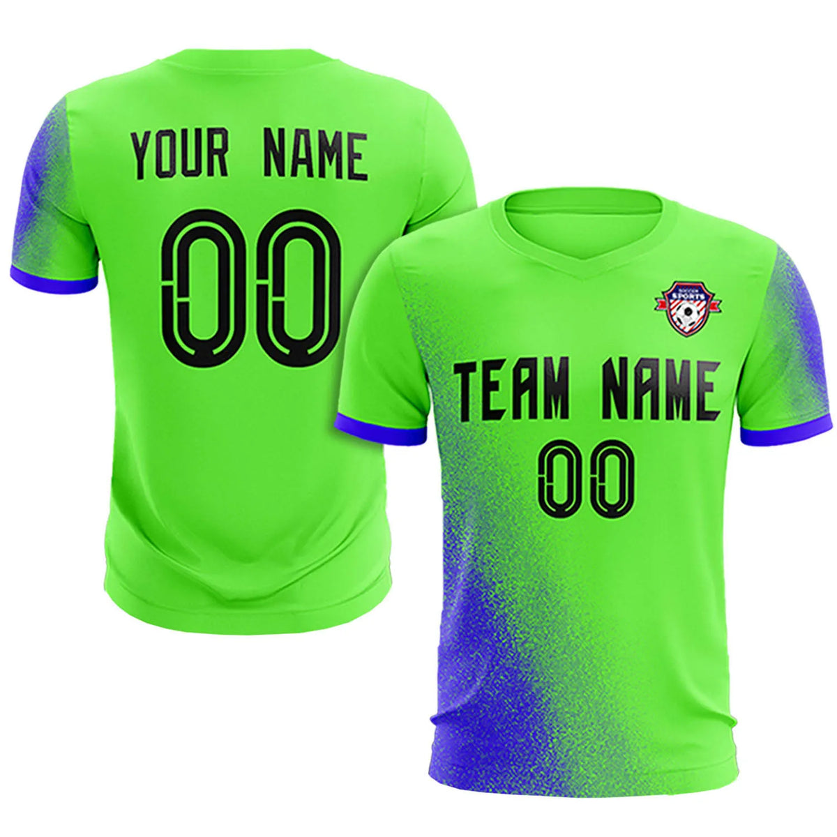 Custom Neon Green Royal Blue Outdoor Sport Soccer Sets Jersey