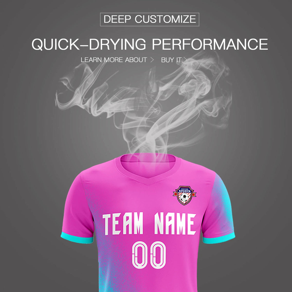 Custom Pink Sky Blue Outdoor Sport Soccer Sets Jersey