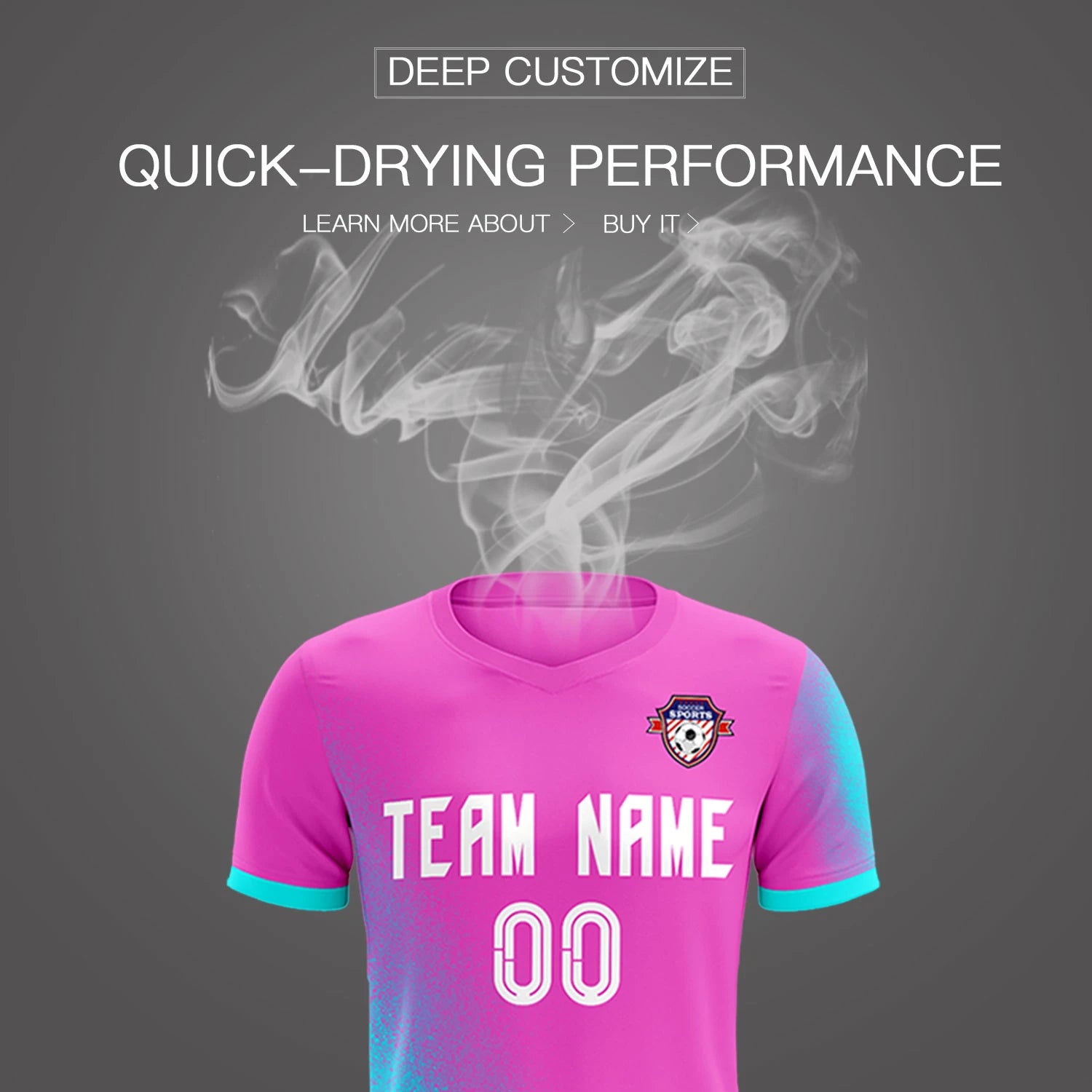 Custom Pink Sky Blue Outdoor Sport Soccer Sets Jersey