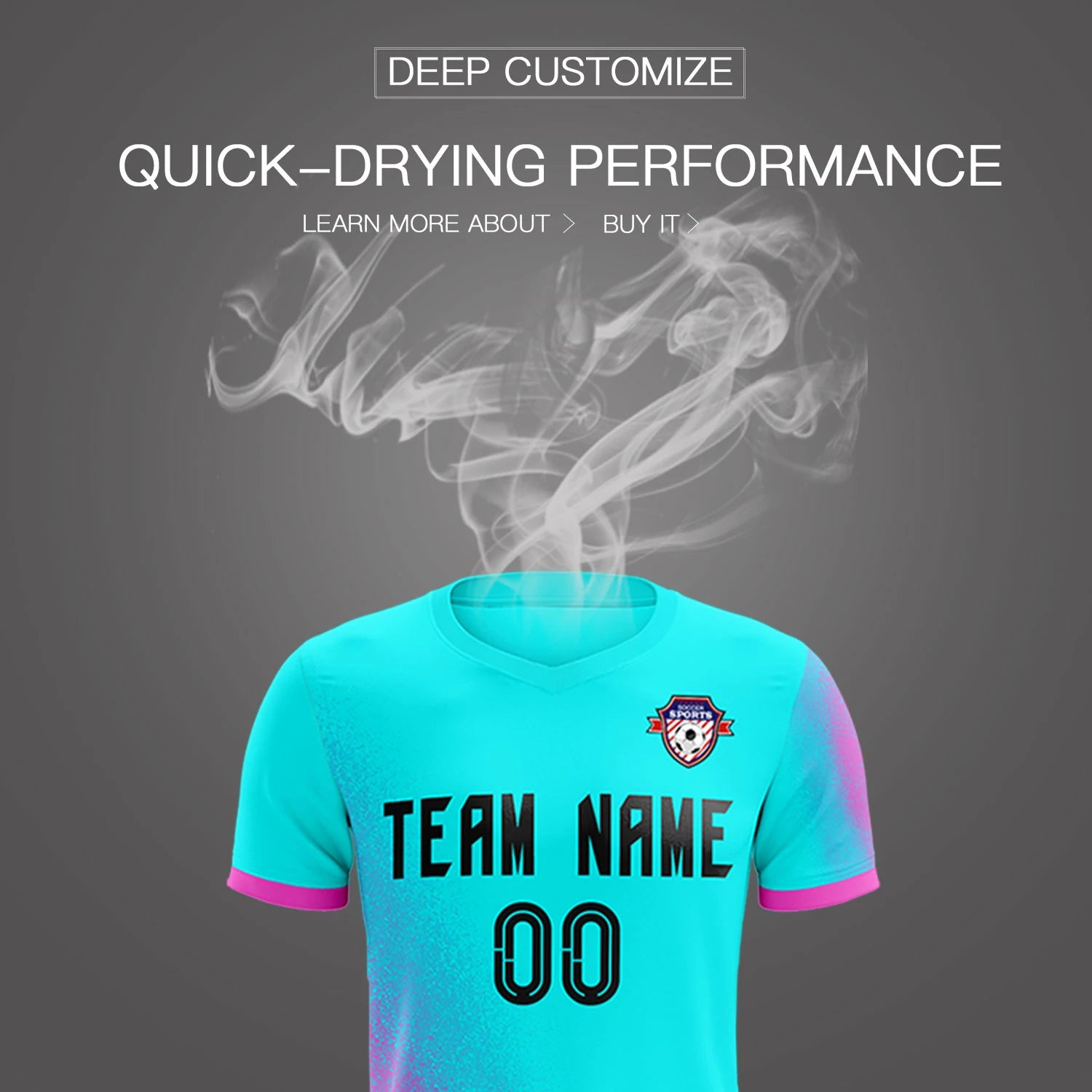 Custom Sky Blue Pink Outdoor Sport Soccer Sets Jersey