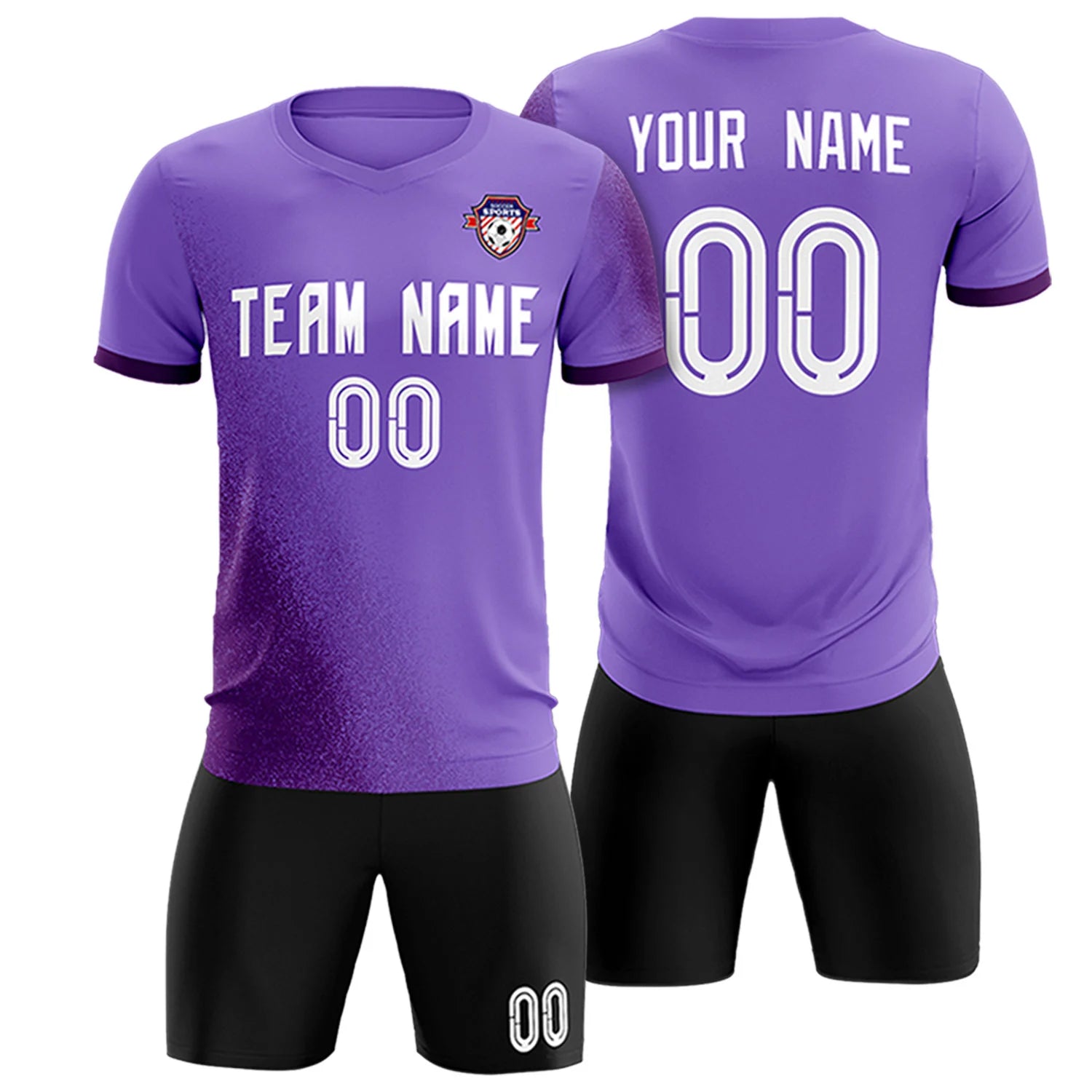 Custom Light Purple Purple Outdoor Sport Soccer Sets Jersey