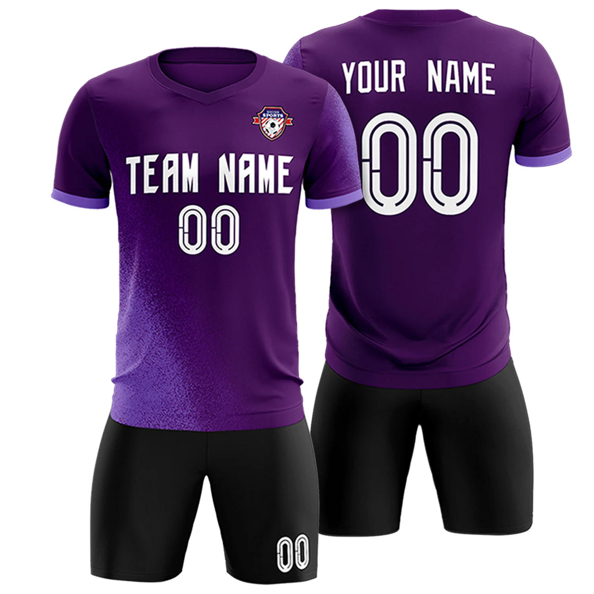 Custom Purple Light Purple Outdoor Sport Soccer Sets Jersey