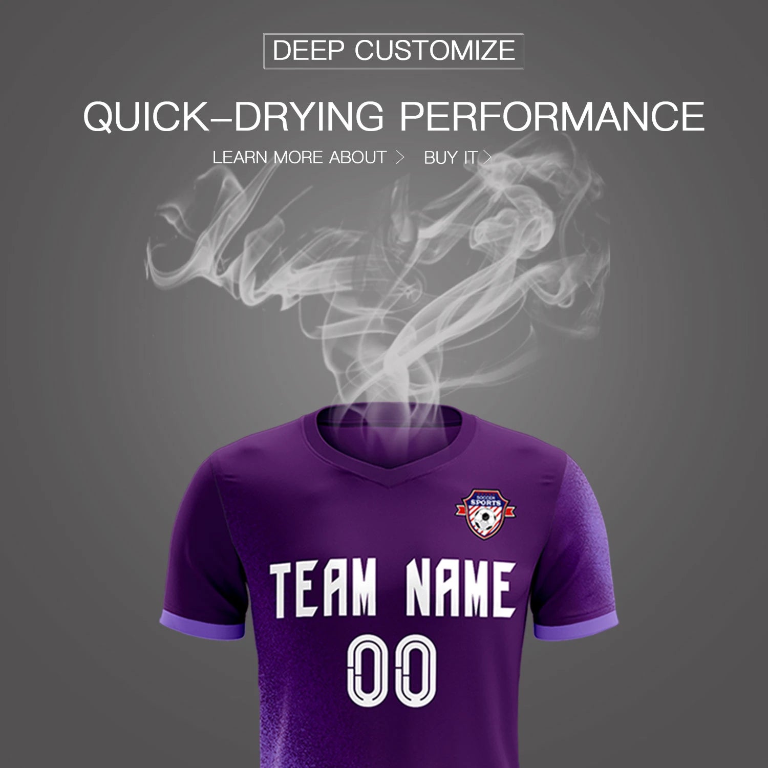 Custom Purple Light Purple Outdoor Sport Soccer Sets Jersey