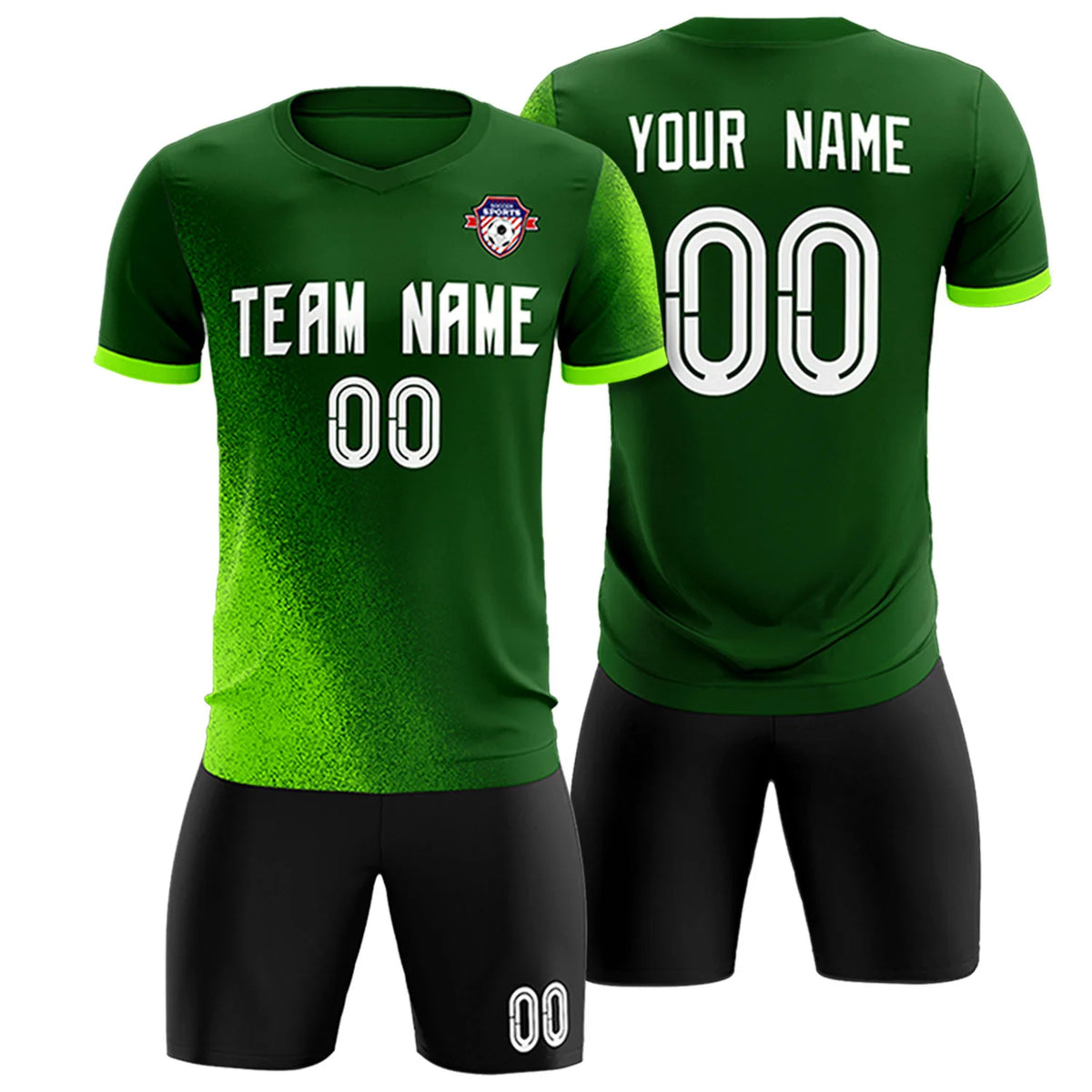 Custom Green Neon Green Outdoor Sport Soccer Sets Jersey
