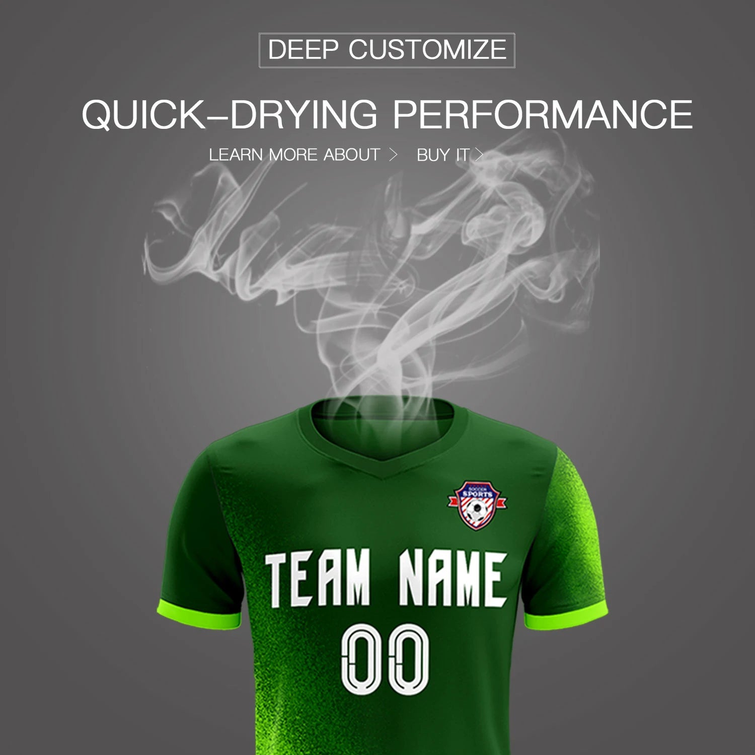 Custom Green Neon Green Outdoor Sport Soccer Sets Jersey