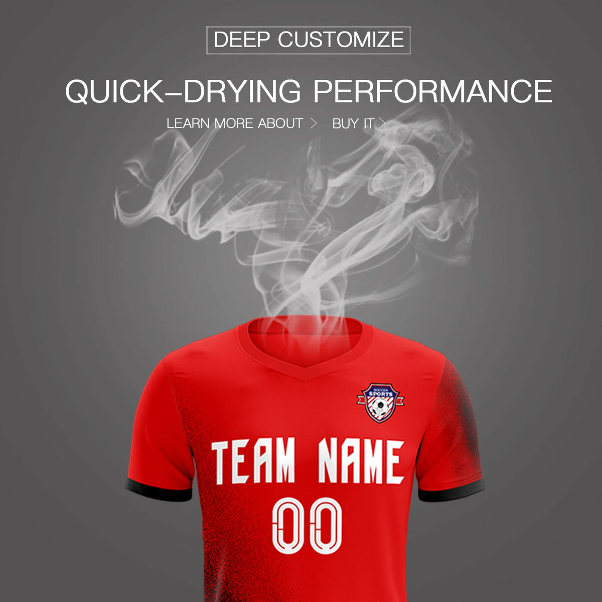 Custom Red Black Outdoor Sport Soccer Sets Jersey