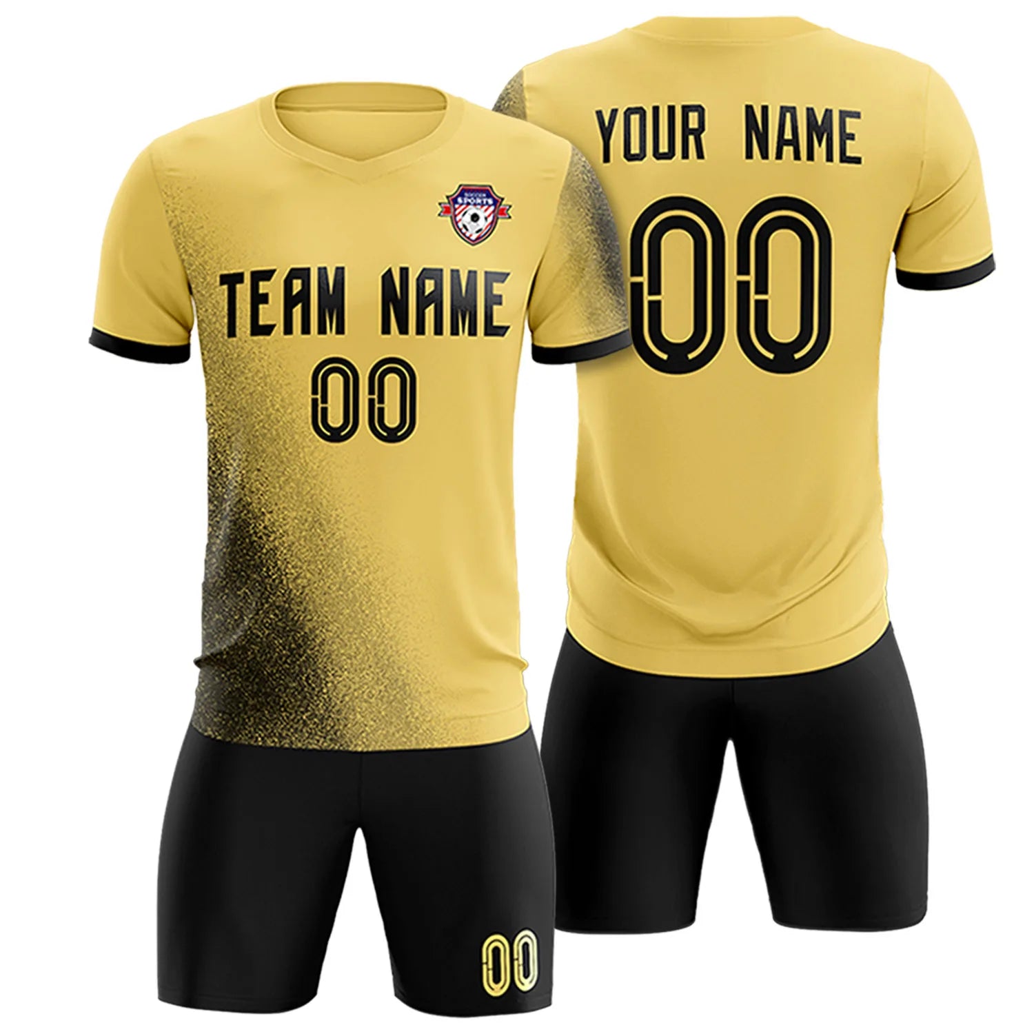 Custom Khaki Black Outdoor Sport Soccer Sets Jersey