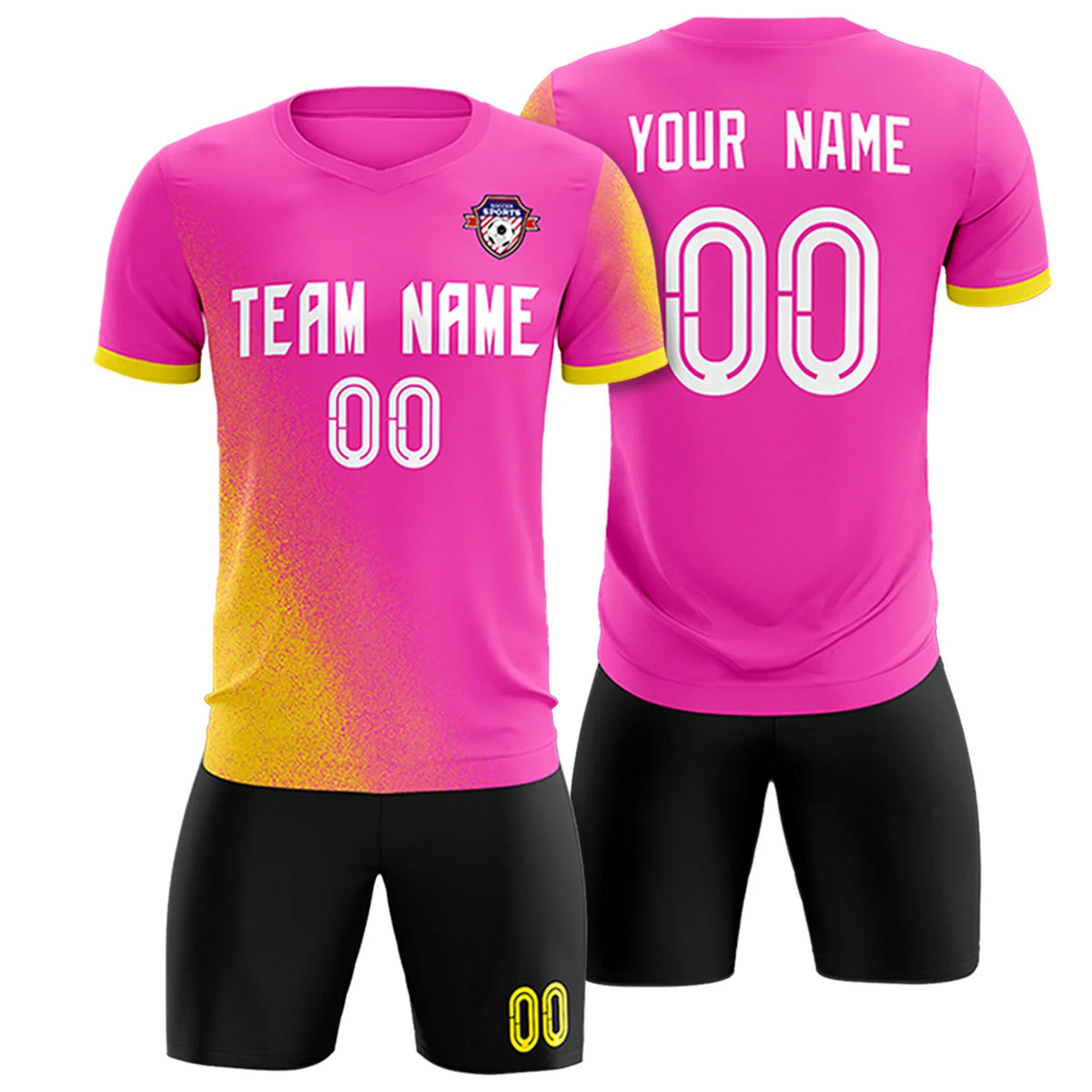 Custom Pink Gold01 Outdoor Sport Soccer Sets Jersey