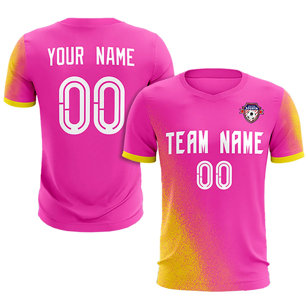 Custom Pink Gold01 Outdoor Sport Soccer Sets Jersey