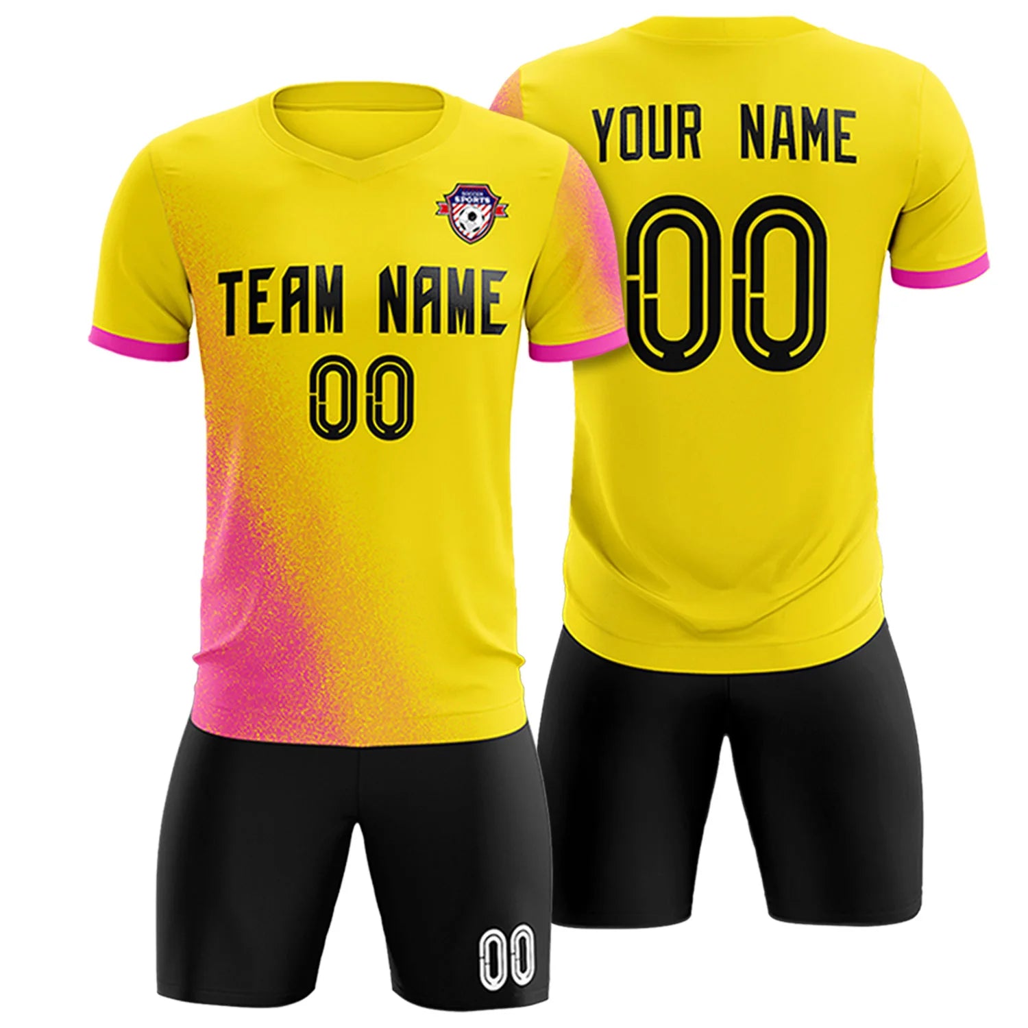 Custom Gold01 Pink Outdoor Sport Soccer Sets Jersey