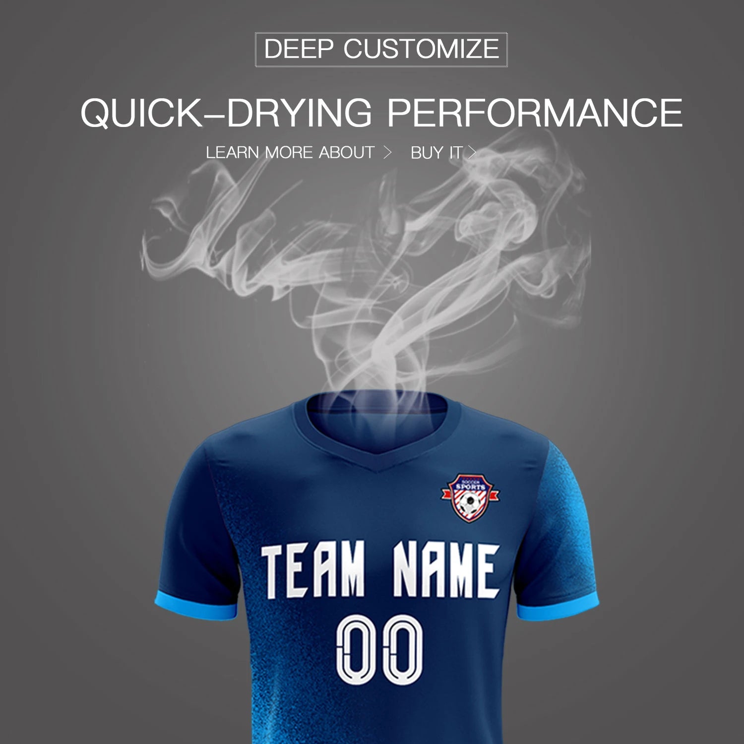 Custom Navy Powder Blue Outdoor Sport Soccer Sets Jersey