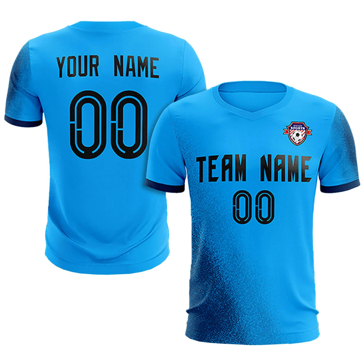 Custom Powder Blue Navy Outdoor Sport Soccer Sets Jersey